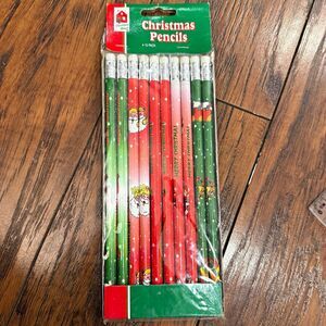 Vtg Christmas House Christmas Pencils 12 Pack Holiday Wooden Standard Pencils Z2